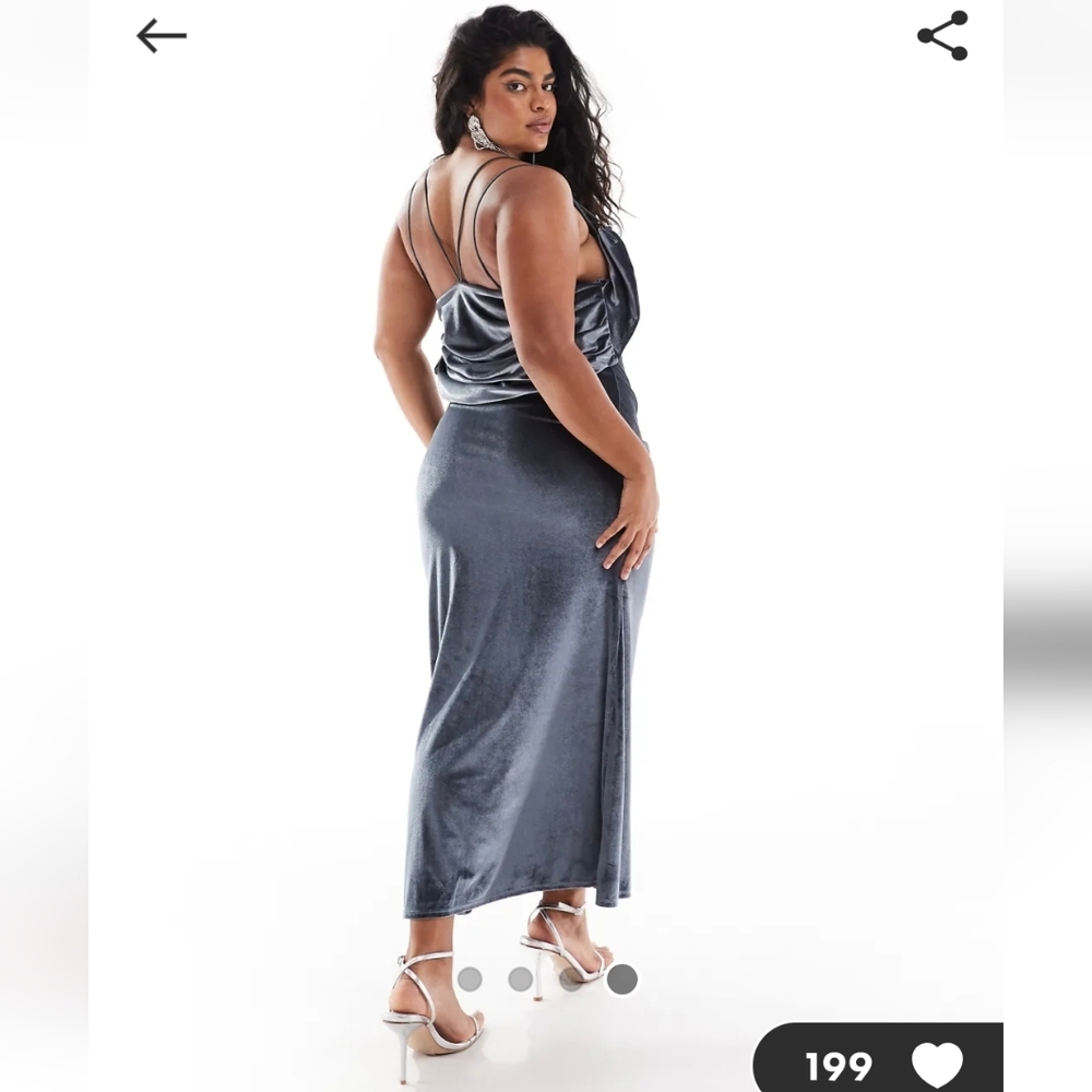 🎊HP🎉 ASOS Curve Velvet Cowl Back Midi Dress - Picture 3 of 6